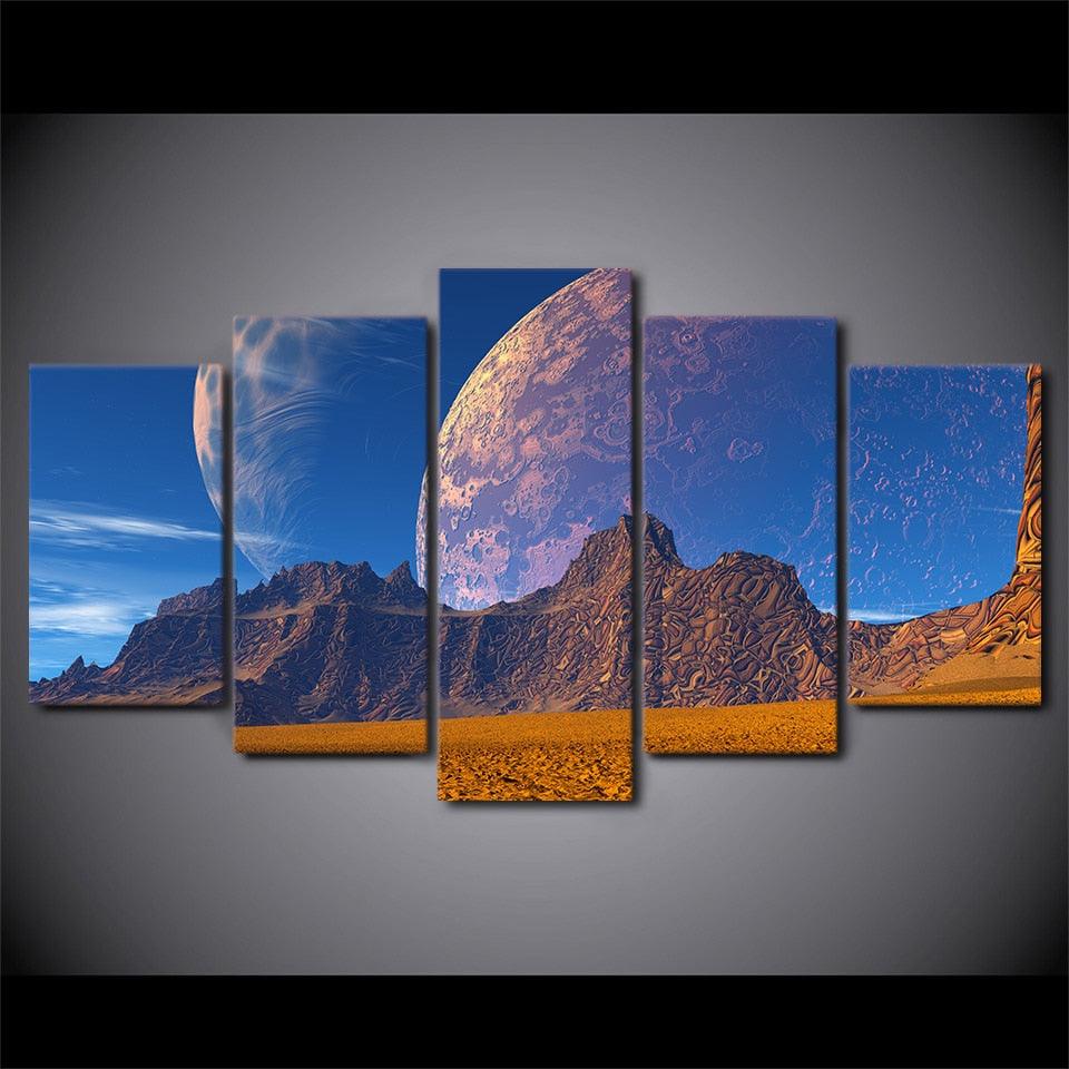 Mountains And Earth 5 Piece HD Multi Panel Canvas Wall Art Frame - Original Frame