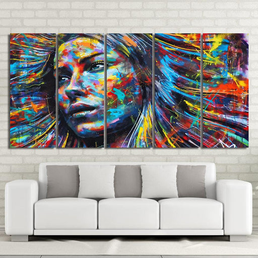 Colorful Figure 5 Piece HD Multi Panel Canvas Wall Art Frame - Original Frame