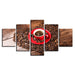 Coffee Beans Heart 5 Piece HD Multi Panel Canvas Wall Art Frame - Original Frame