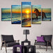 Horse On The Sunset 5 Piece HD Multi Panel Canvas Wall Art Frame - Original Frame