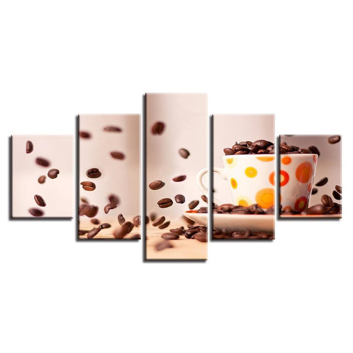 Coffee Beans 5 Piece HD Multi Panel Canvas Wall Art Frame - Original Frame