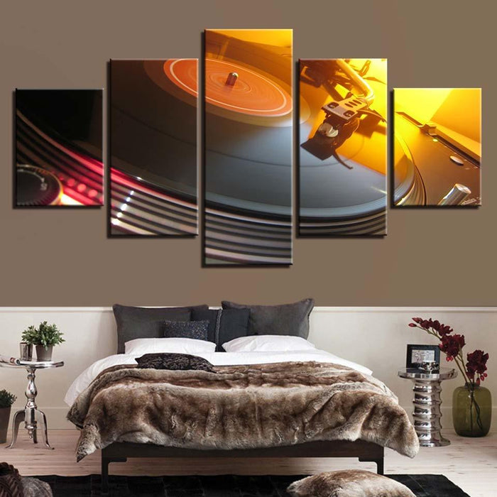 DJ Turntable Lights 5 Piece HD Multi Panel Canvas Wall Art Frame - Original Frame