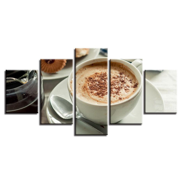 Delicious Coffee 5 Piece HD Multi Panel Canvas Wall Art Frame - Original Frame