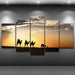 Camels Desert Sunset 5 Piece HD Multi Panel Canvas Wall Art Frame - Original Frame