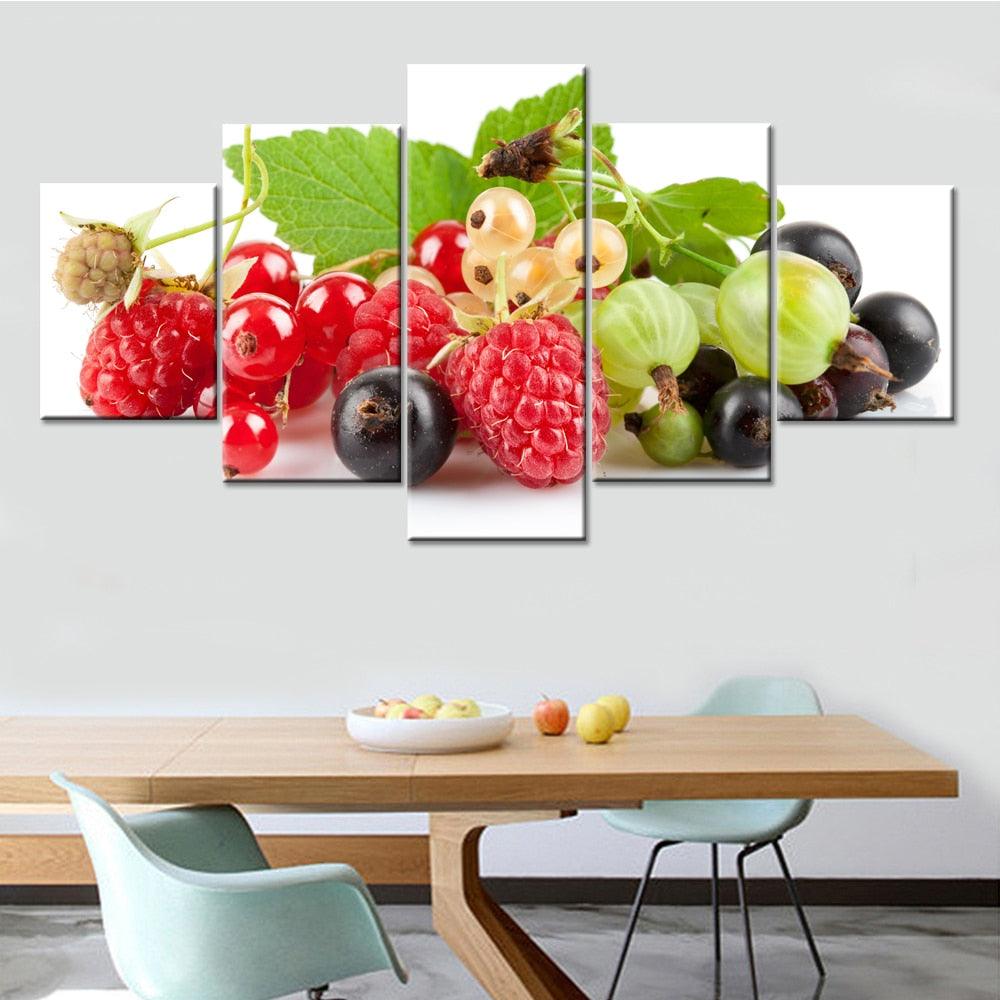 Fruit Decor 5 Piece HD Multi Panel Canvas Wall Art Frame - Original Frame