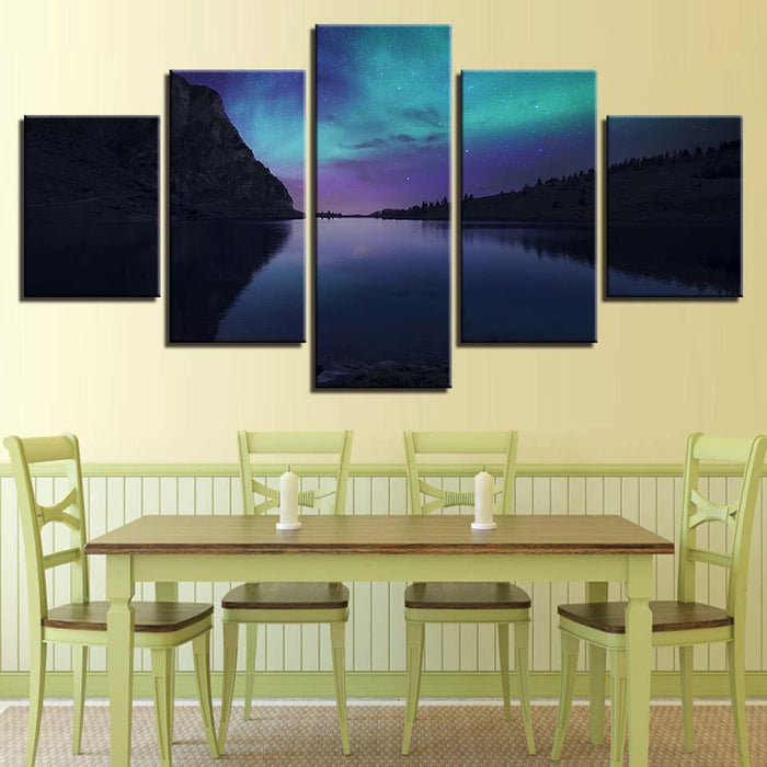 Aurora Borealis 5 Piece HD Multi Panel Canvas Wall Art Frame - Original Frame