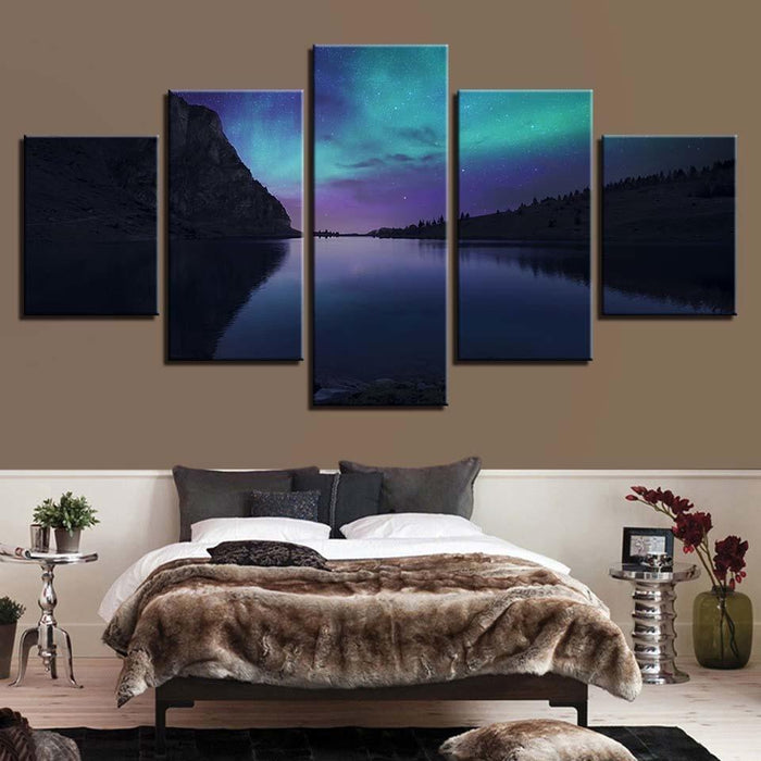 Aurora Borealis 5 Piece HD Multi Panel Canvas Wall Art Frame - Original Frame