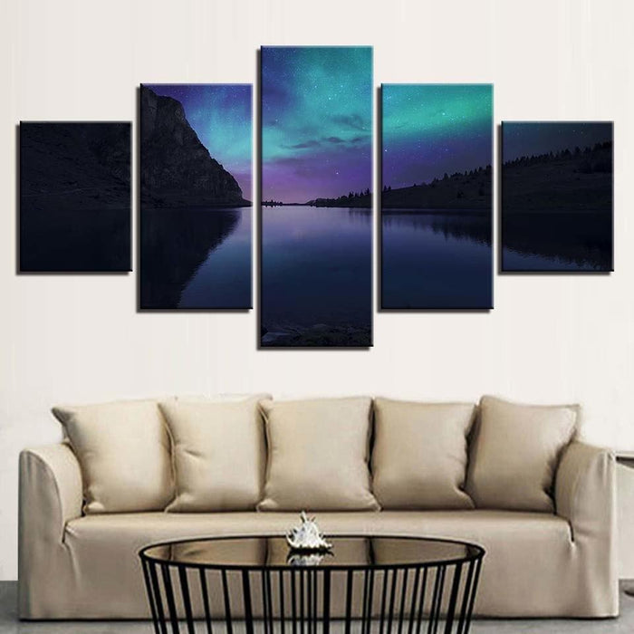 Aurora Borealis 5 Piece HD Multi Panel Canvas Wall Art Frame - Original Frame