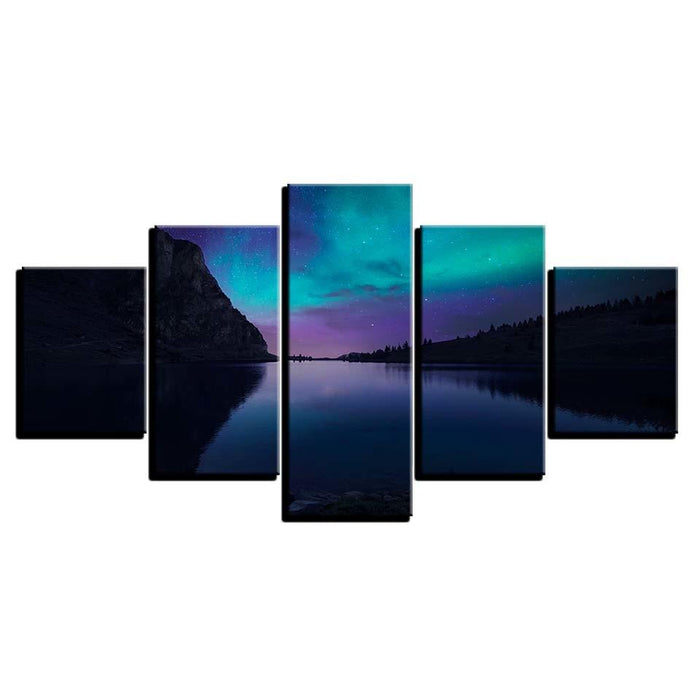 Aurora Borealis 5 Piece HD Multi Panel Canvas Wall Art Frame - Original Frame