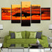 Helicopter Sunset 5 Piece HD Multi Panel Canvas Wall Art Frame - Original Frame