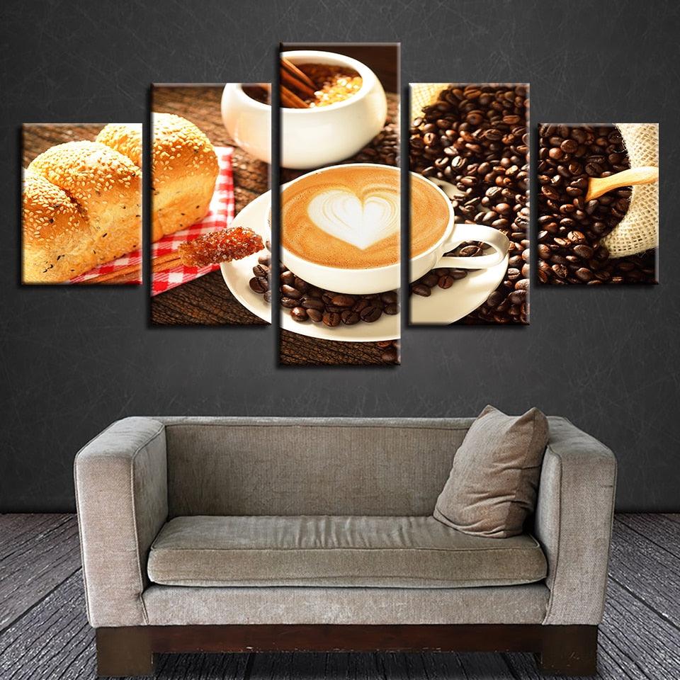 Food Posters 5 Piece HD Multi Panel Canvas Wall Art Frame - Original Frame