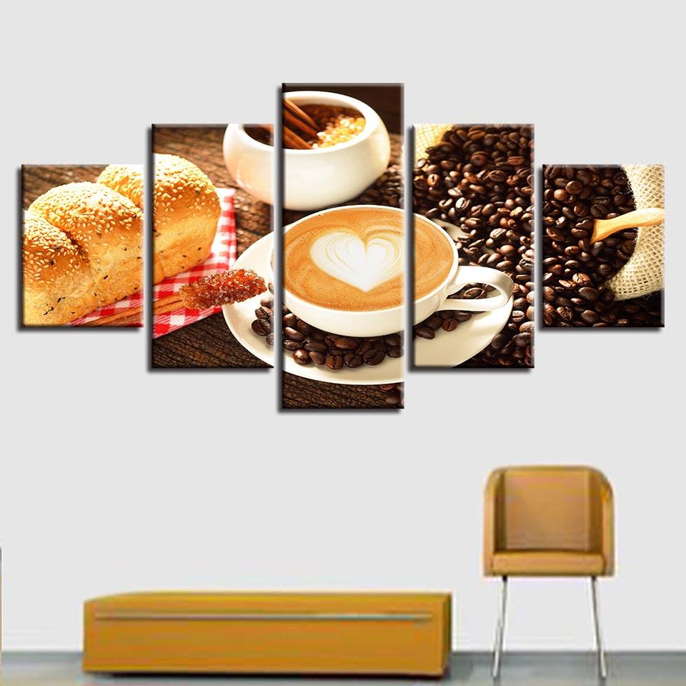 Food Posters 5 Piece HD Multi Panel Canvas Wall Art Frame - Original Frame