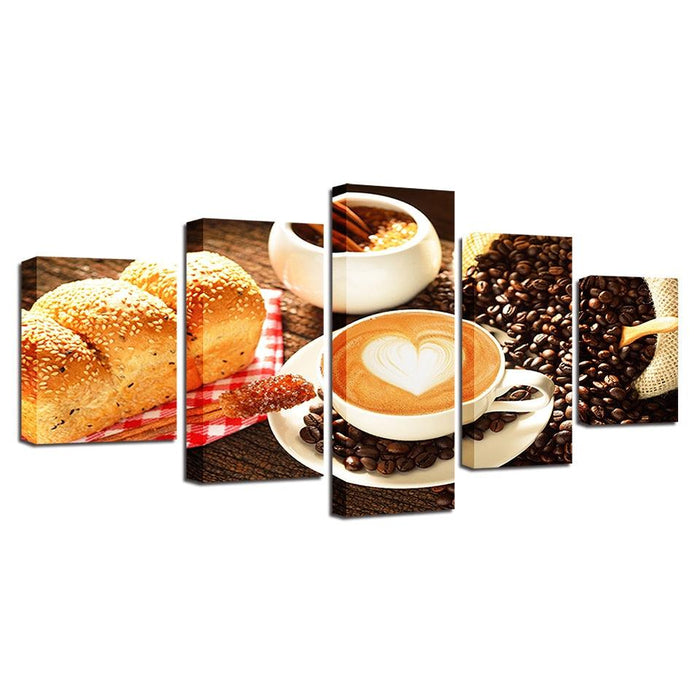 Food Posters 5 Piece HD Multi Panel Canvas Wall Art Frame - Original Frame