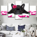 Flowers Dog 5 Piece HD Multi Panel Canvas Wall Art Frame - Original Frame