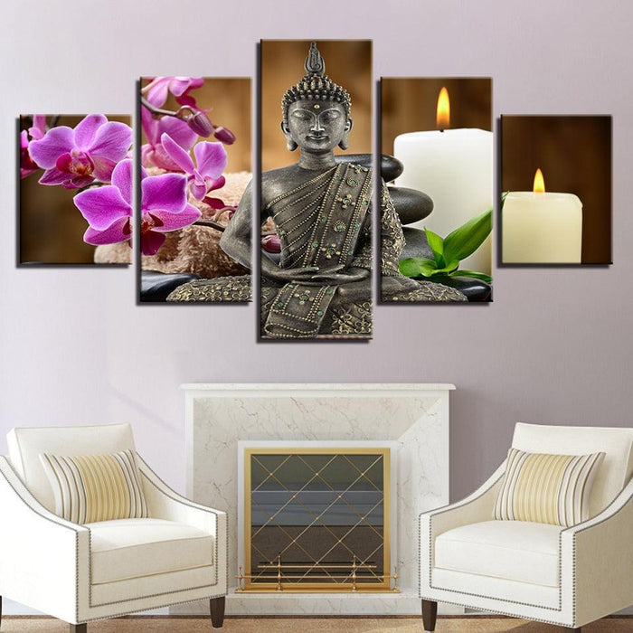 Zen Buddha 5 Piece HD Multi Panel Canvas Wall Art Frame