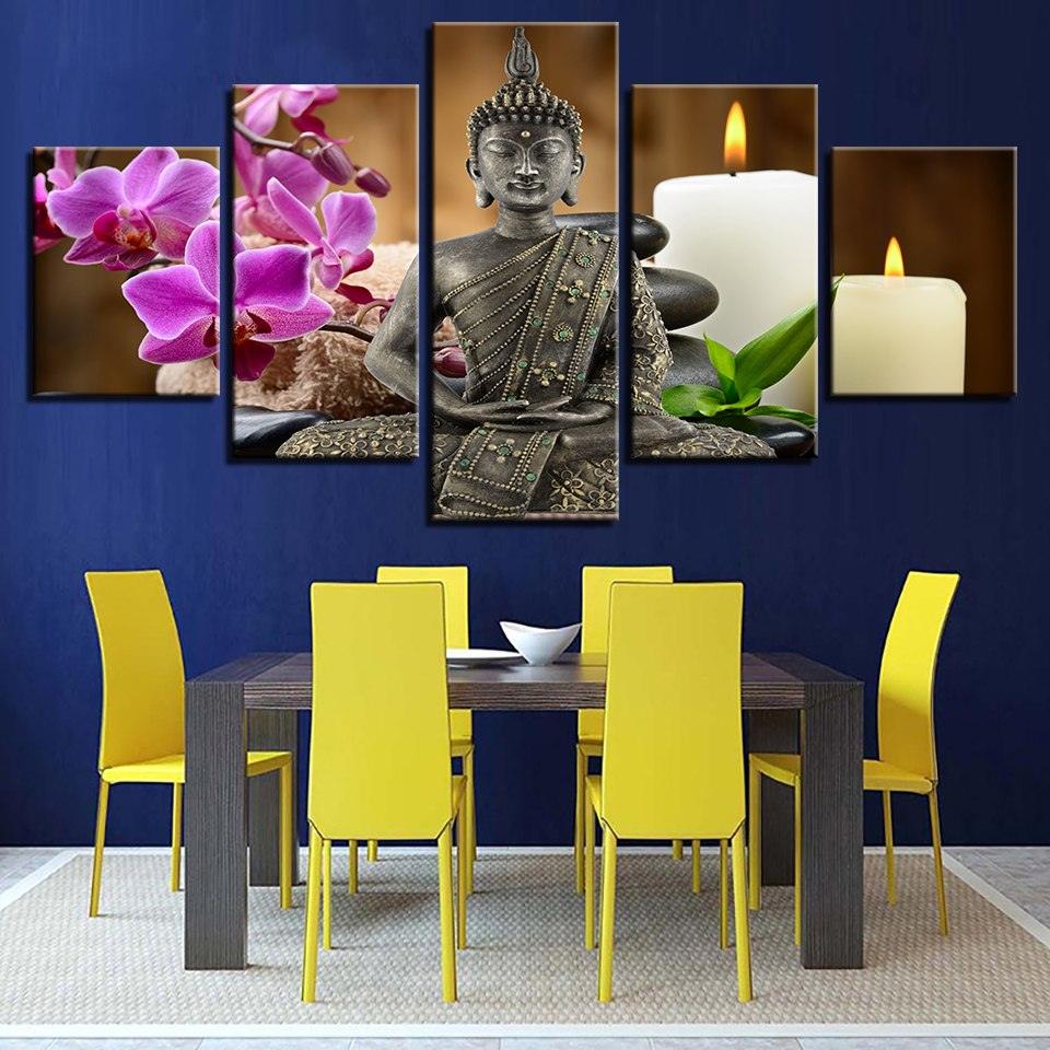 Zen Buddha 5 Piece HD Multi Panel Canvas Wall Art Frame - Original Frame