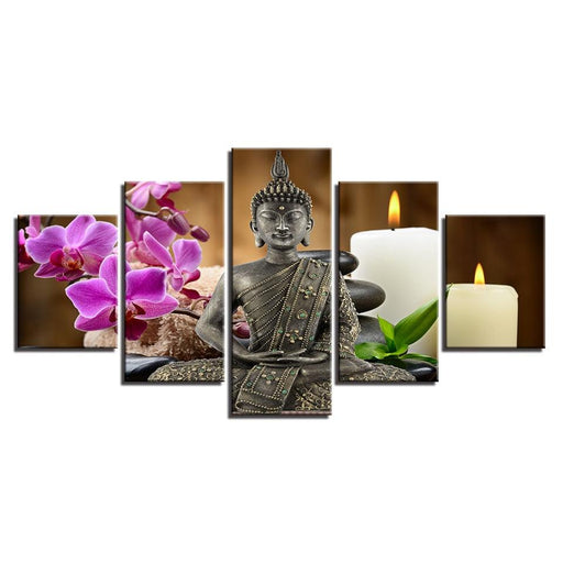 Zen Buddha 5 Piece HD Multi Panel Canvas Wall Art Frame - Original Frame