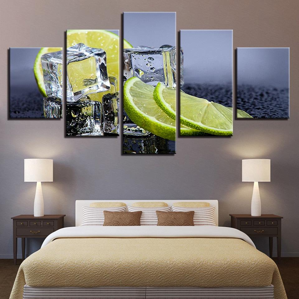 Fruit Lemon 5 Piece HD Multi Panel Canvas Wall Art Frame - Original Frame