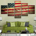 Dark American Flag 5 Piece HD Multi Panel Canvas Wall Art Frame - Original Frame