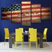 Dark American Flag 5 Piece HD Multi Panel Canvas Wall Art Frame - Original Frame