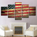 Dark American Flag 5 Piece HD Multi Panel Canvas Wall Art Frame - Original Frame