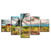 Windmill Island 5 Piece HD Multi Panel Canvas Wall Art Frame - Original Frame