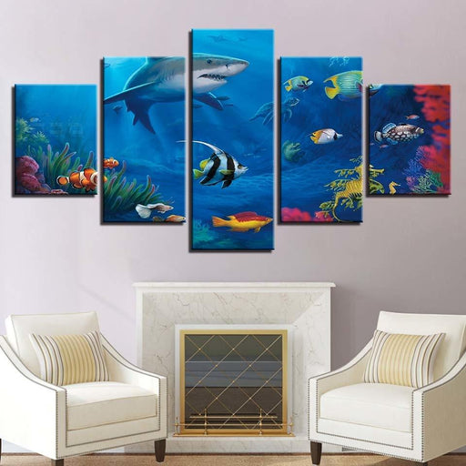 Marine Life 5 Piece HD Multi Panel Canvas Wall Art Frame - Original Frame