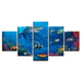 Marine Life 5 Piece HD Multi Panel Canvas Wall Art Frame - Original Frame