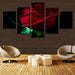 Red Rose 5 Piece HD Multi Panel Canvas Wall Art Frame - Original Frame