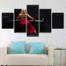 Woman In Red Plays The Piano 5 Piece HD Multi Panel Canvas Wall Art Frame - Original Frame