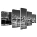 Black & White Brooklyn Bridge - 5 Piece HD Multi Panel Canvas Wall Art Frame - Original Frame