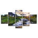 Mountain Waterfall Stream 5 Piece HD Multi Panel Canvas Wall Art Frame - Original Frame