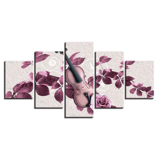 Rose Violin 5 Piece HD Multi Panel Canvas Wall Art Frame - Original Frame