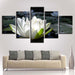 White Lotus 5 Piece HD Multi Panel Canvas Wall Art Frame - Original Frame