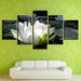 White Lotus 5 Piece HD Multi Panel Canvas Wall Art Frame - Original Frame