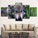 Wild Angry Wolf 5 Piece HD Multi Panel Canvas Wall Art Frame - Original Frame