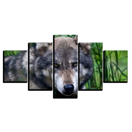 Wild Angry Wolf 5 Piece HD Multi Panel Canvas Wall Art Frame - Original Frame