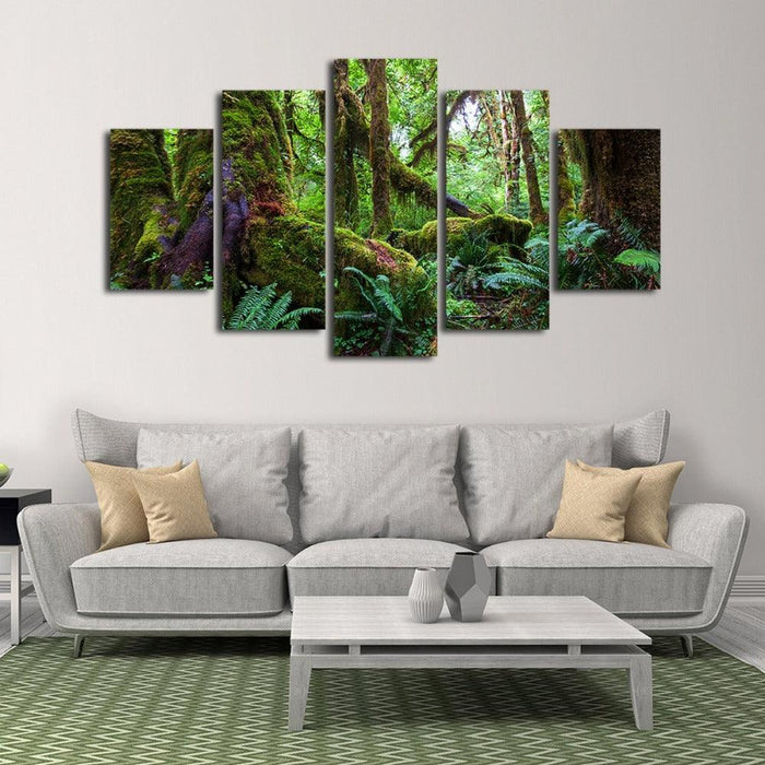 Green Forest 5 Piece HD Multi Panel Canvas Wall Art Frame - Original Frame