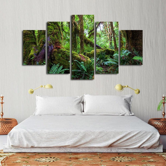 Green Forest 5 Piece HD Multi Panel Canvas Wall Art Frame - Original Frame