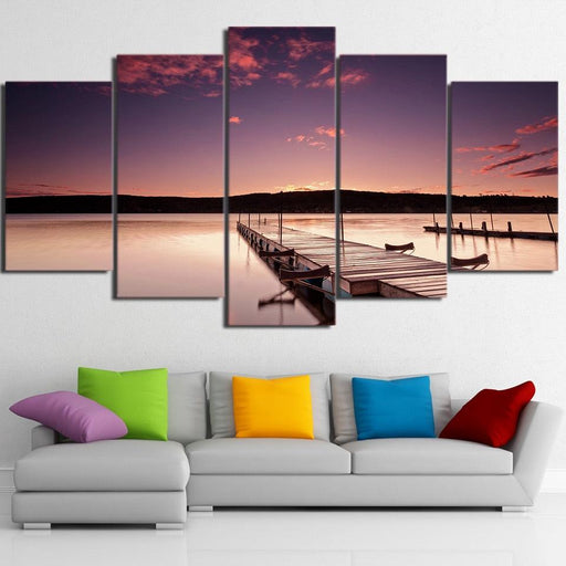 Bridge Sunrise 5 Piece HD Multi Panel Canvas Wall Art Frame - Original Frame