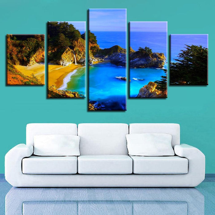 Blue Sea Scenery 5 Piece HD Multi Panel Canvas Wall Art Frame