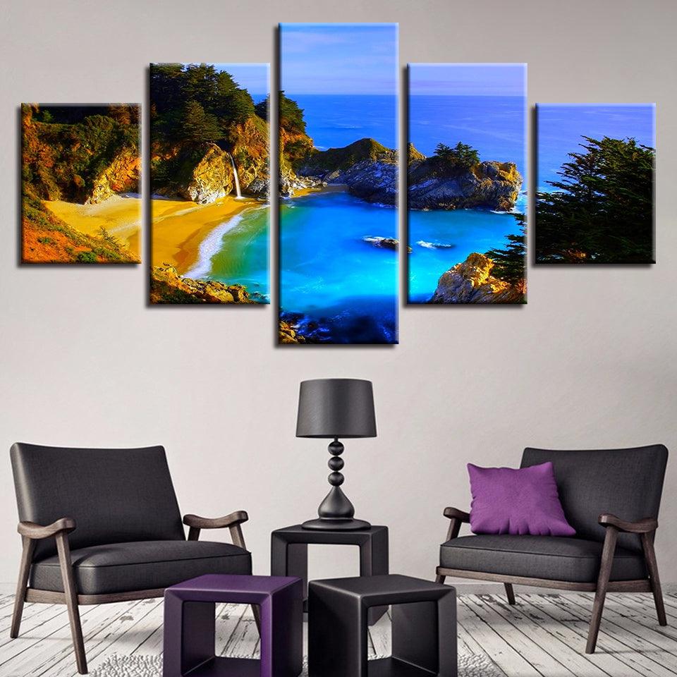 Coastal Island 5 Piece HD Multi Panel Canvas Wall Art Frame - Original Frame