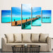 Blue Sky Wooden Bridge 5 Piece HD Multi Panel Canvas Wall Art Frame - Original Frame