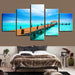 Blue Sky Wooden Bridge 5 Piece HD Multi Panel Canvas Wall Art Frame - Original Frame