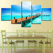 Blue Sky Wooden Bridge 5 Piece HD Multi Panel Canvas Wall Art Frame - Original Frame