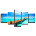 Blue Sky Wooden Bridge 5 Piece HD Multi Panel Canvas Wall Art Frame - Original Frame