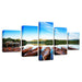 Beautiful Boats In The Lake 5 Piece HD Multi Panel Canvas Wall Art Frame - Original Frame