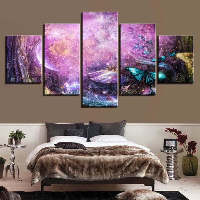 Butterflies Fly 5 Piece HD Multi Panel Canvas Wall Art Frame - Original Frame