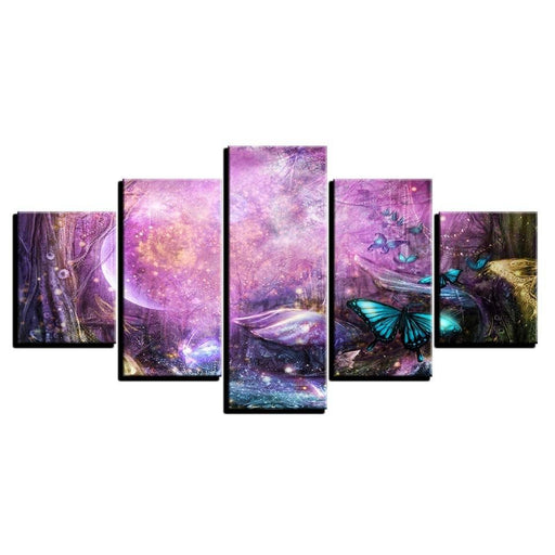 Butterflies Fly 5 Piece HD Multi Panel Canvas Wall Art Frame - Original Frame