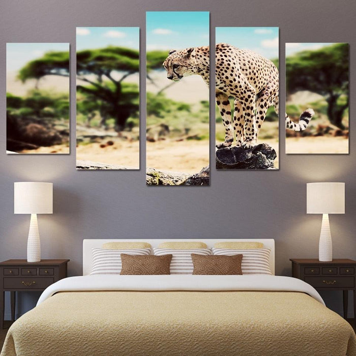 Leopard 5 Piece HD Multi Panel Canvas Wall Art Frame